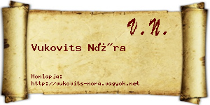 Vukovits Nóra névjegykártya
